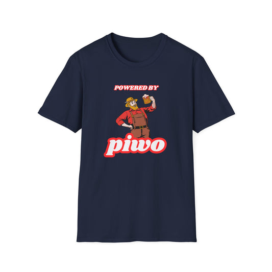 Powered By Piwo Unisex Softstyle T-Shirt – Fun Graphic Tee for Beer Lovers